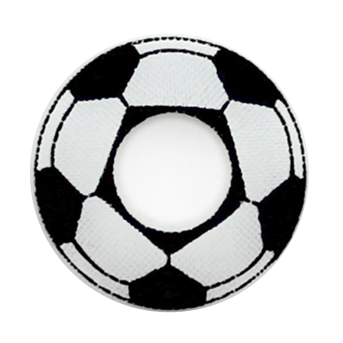 Dé foot 18 mm avec ballon de foot et pentagones noirs et blanc